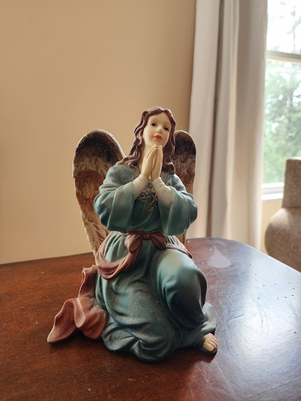 Vintage O'Well hand-painted porcelain kneeling Angel Figurine